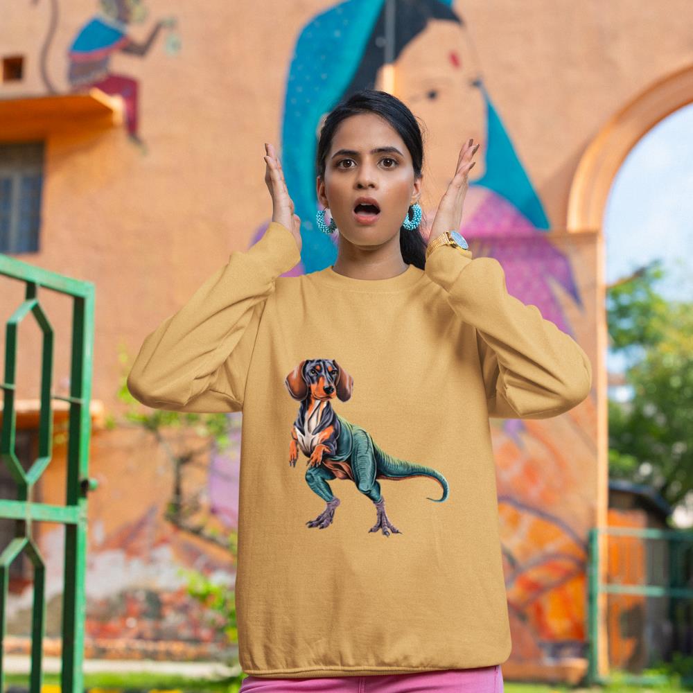 Funny Vintage Dachshund Dinosaur Dachshundsaurus T-Rex Dog Sweatshirt - Image 12