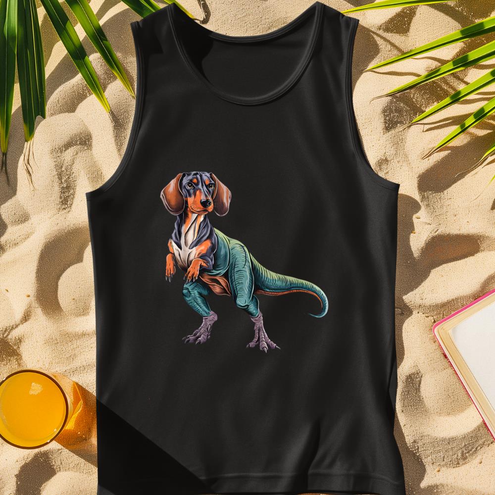 Funny Vintage Dachshund Dinosaur Dachshundsaurus T-Rex Dog Tank Top