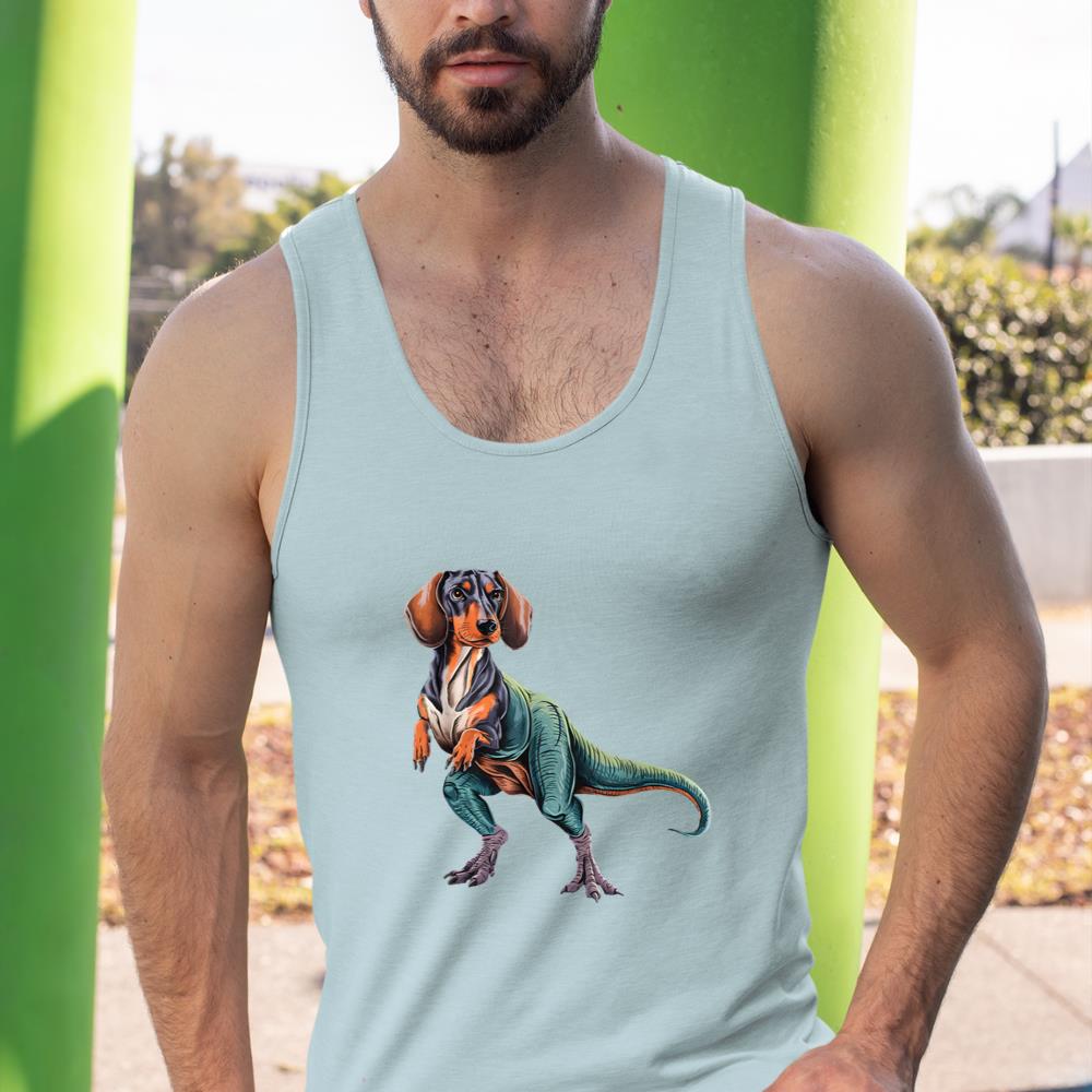 Funny Vintage Dachshund Dinosaur Dachshundsaurus T-Rex Dog Tank Top - Image 11