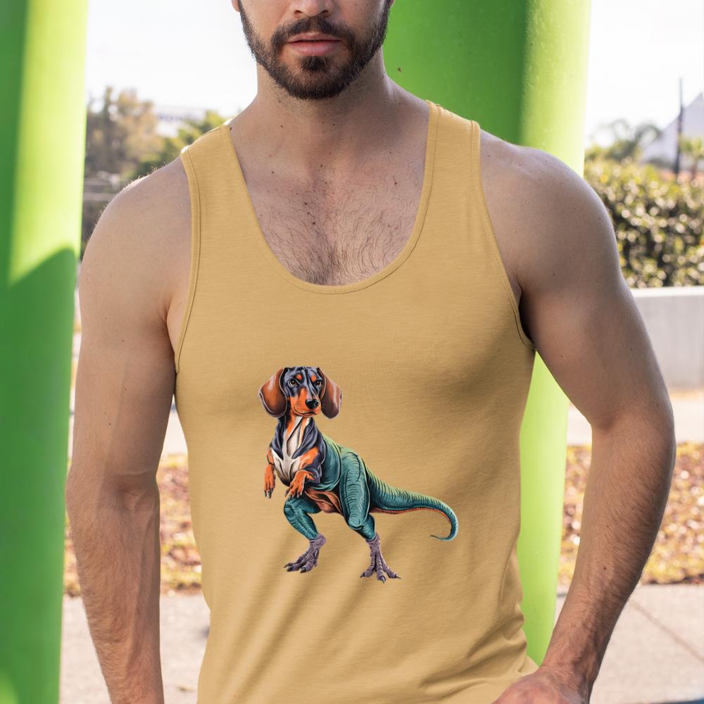 Funny Vintage Dachshund Dinosaur Dachshundsaurus T-Rex Dog Tank Top - Image 13