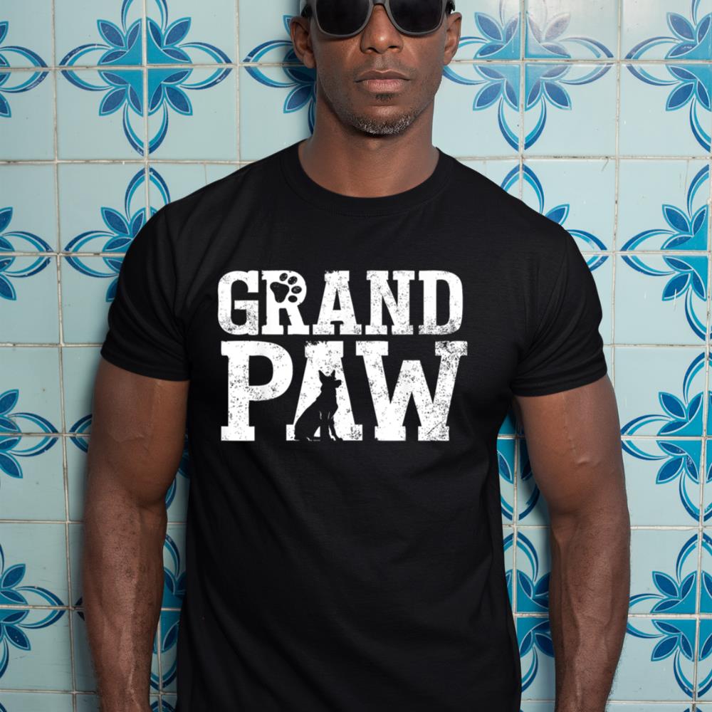 German Shepherd Grand Paw Grandpaw T Shirt Dog Lover Grandpa T-Shirt - Image 3