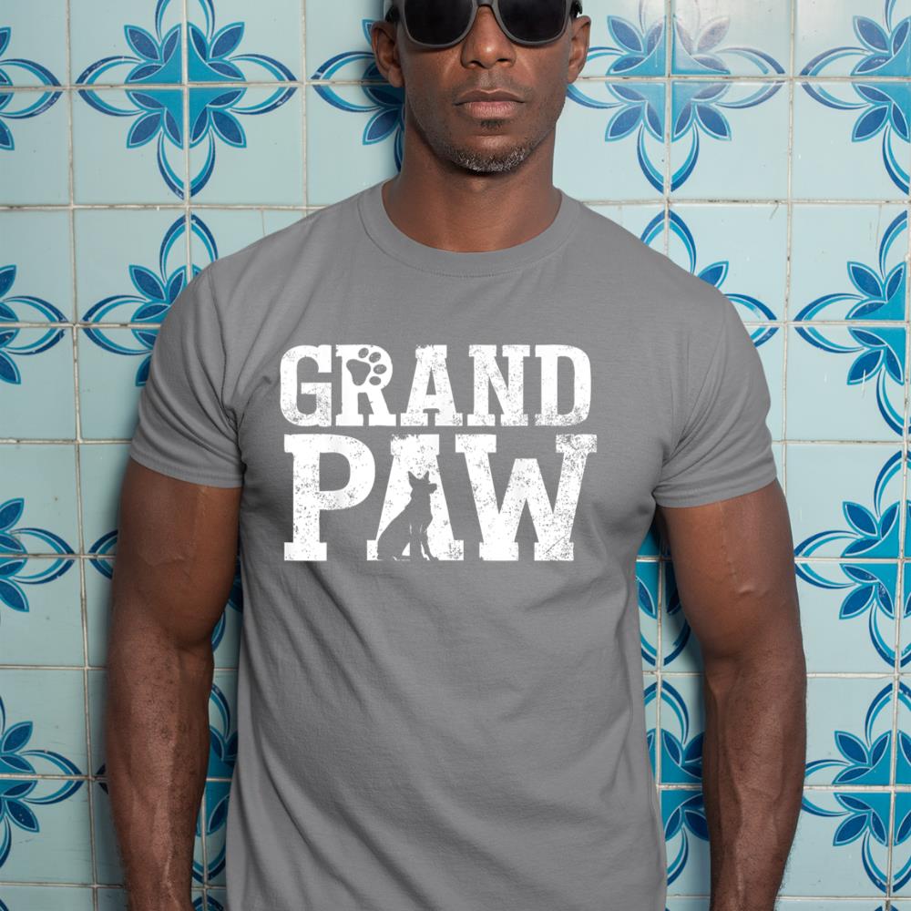 German Shepherd Grand Paw Grandpaw T Shirt Dog Lover Grandpa T-Shirt - Image 7