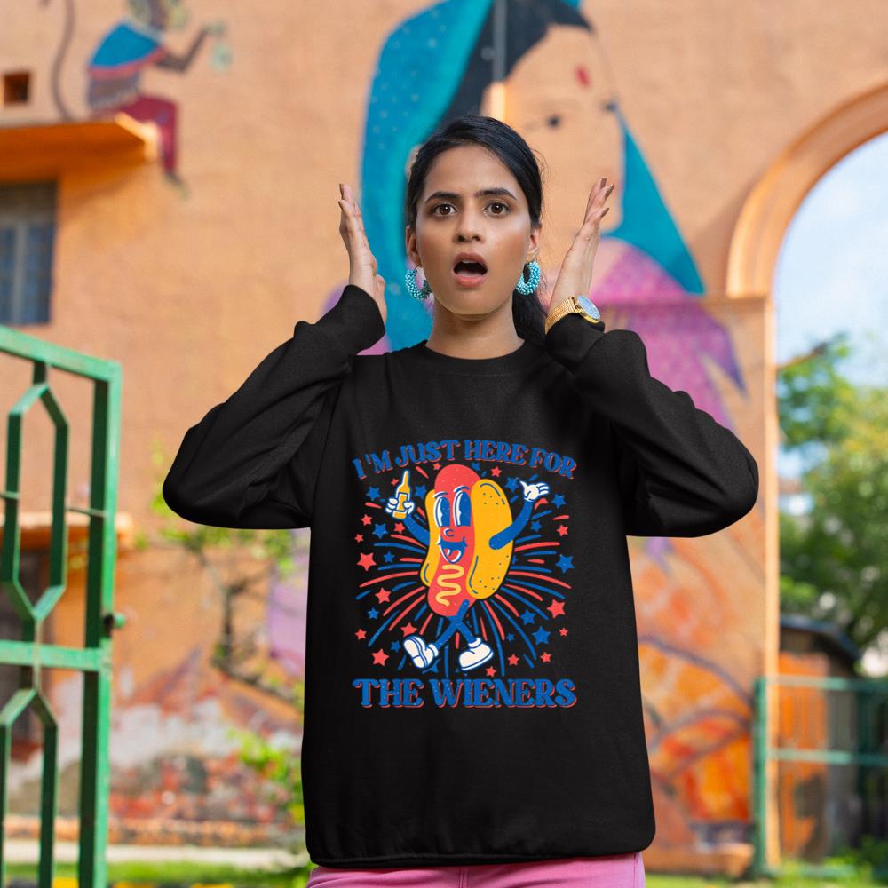 Hot Dog I'm Just Here For The Wieners 4Th Of July Sweatshirt - Image 2
