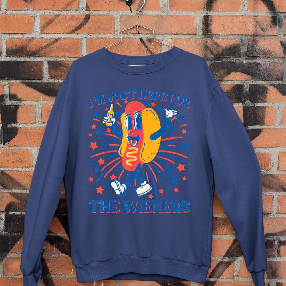Hot Dog I'm Just Here For The Wieners 4Th Of July Sweatshirt - Image 7