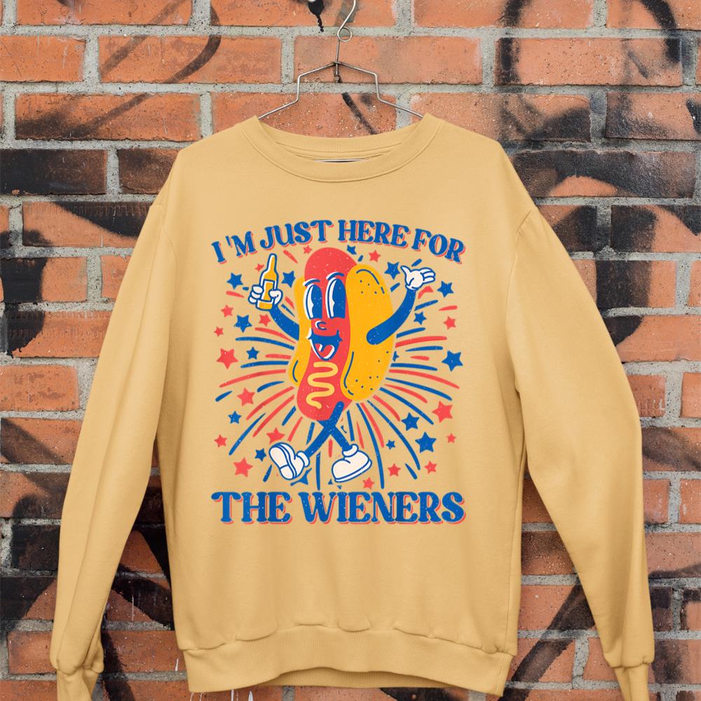 Hot Dog I'm Just Here For The Wieners 4Th Of July Sweatshirt - Image 11