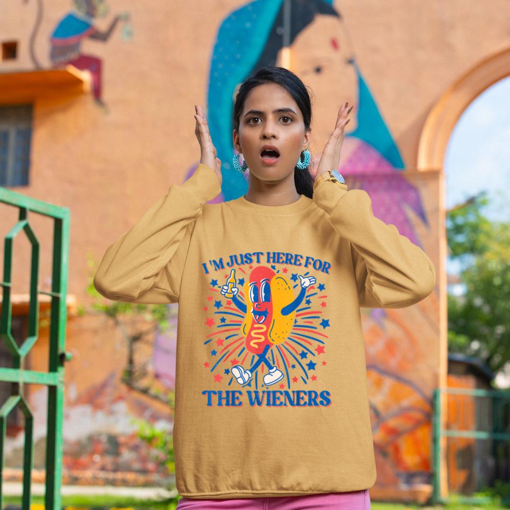 Hot Dog I'm Just Here For The Wieners 4Th Of July Sweatshirt - Image 12