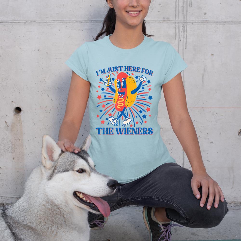 Hot Dog I'm Just Here For The Wieners 4Th Of July T-Shirt - Image 10