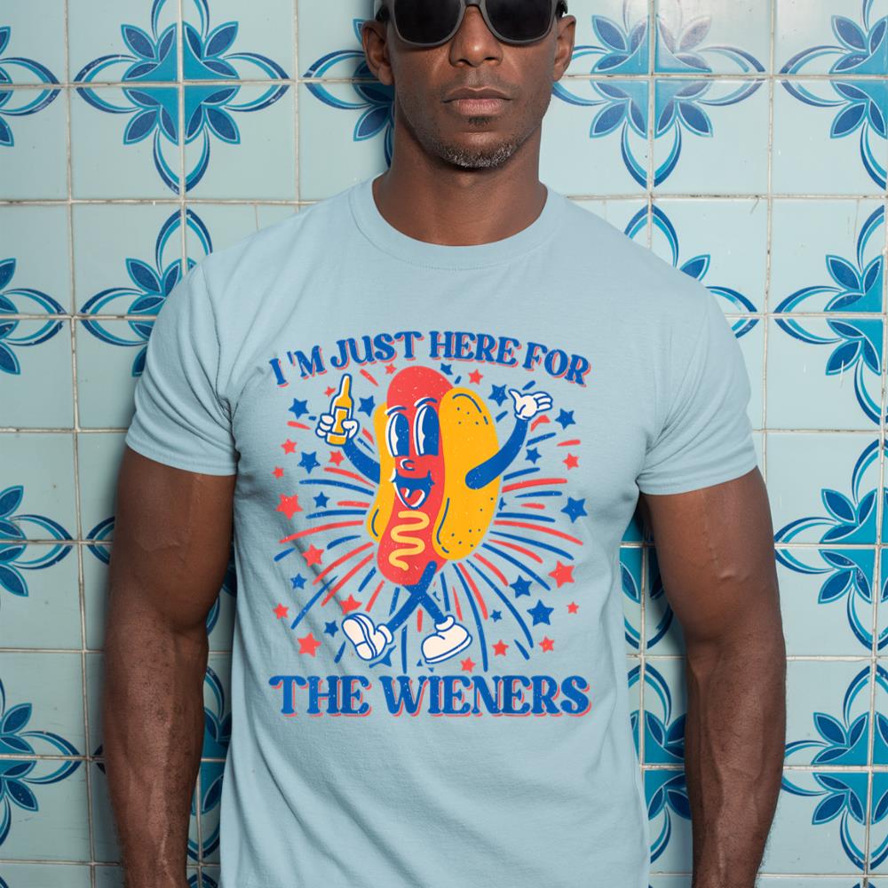 Hot Dog I'm Just Here For The Wieners 4Th Of July T-Shirt - Image 11
