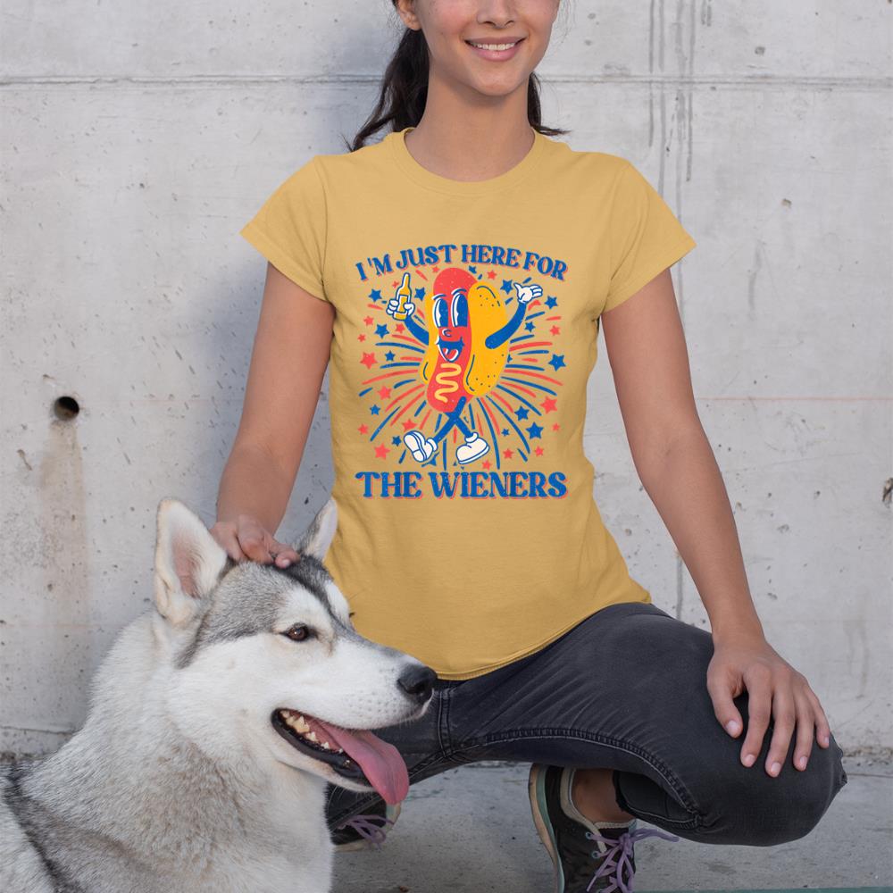 Hot Dog I'm Just Here For The Wieners 4Th Of July T-Shirt - Image 12