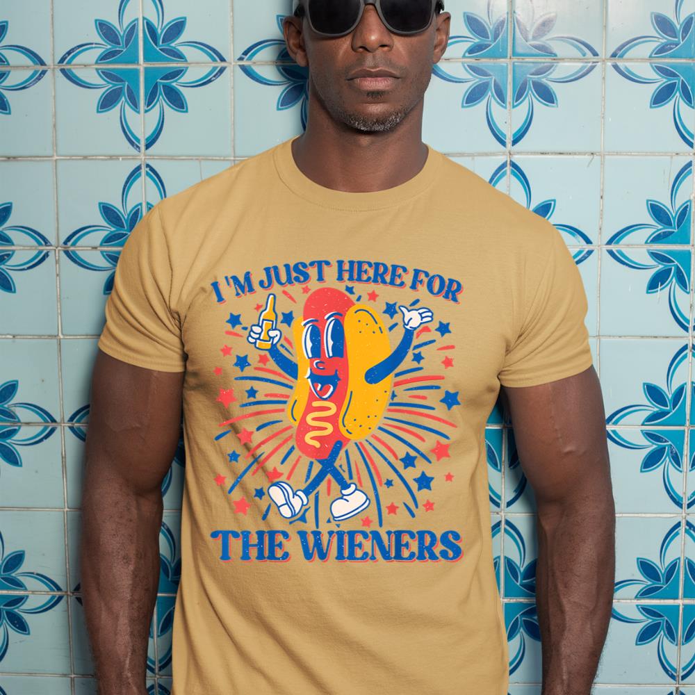 Hot Dog I'm Just Here For The Wieners 4Th Of July T-Shirt - Image 13