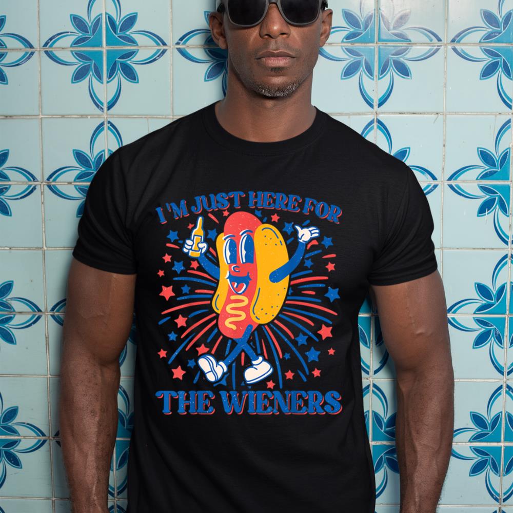 Hot Dog I'm Just Here For The Wieners 4Th Of July T-Shirt - Image 3