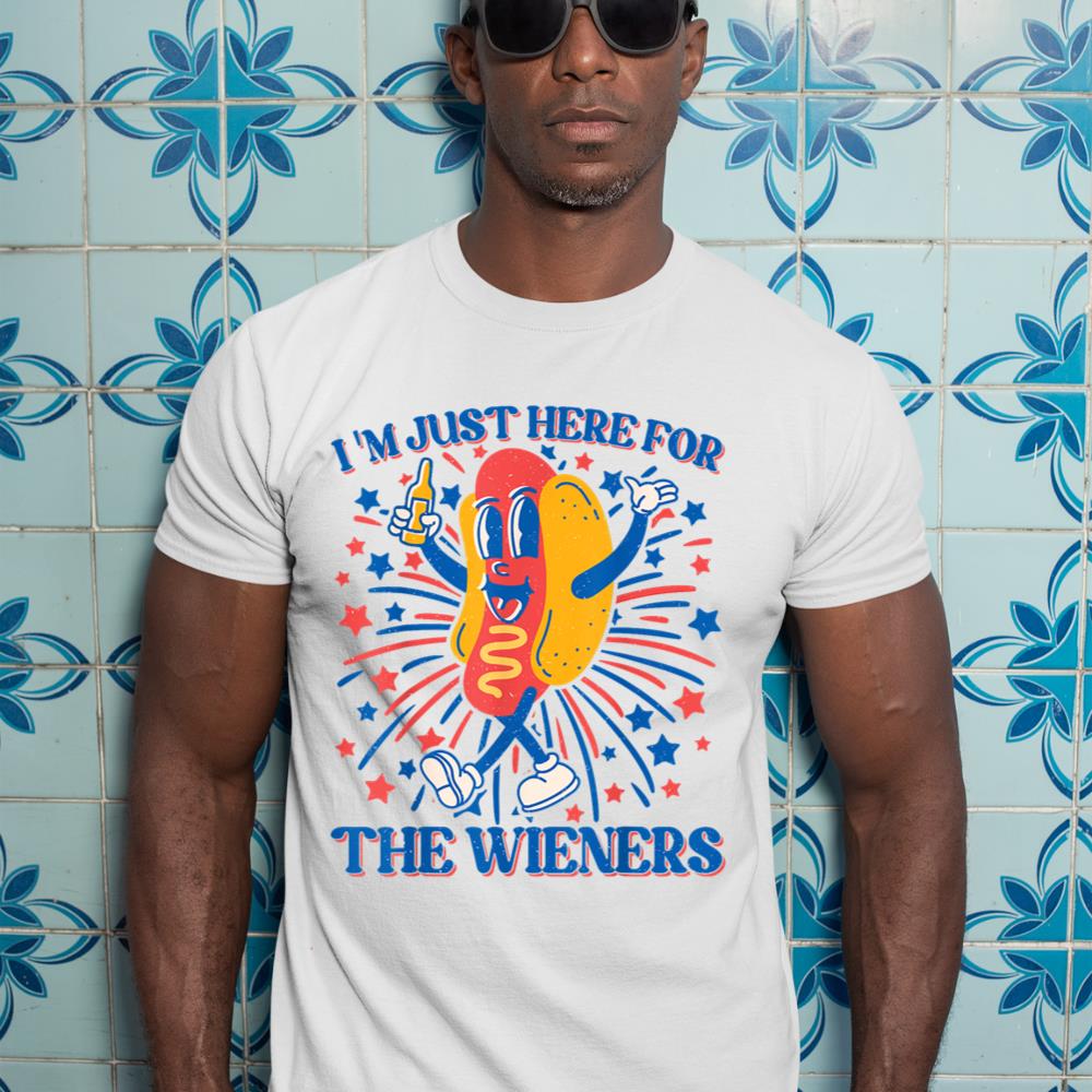 Hot Dog I'm Just Here For The Wieners 4Th Of July T-Shirt - Image 5