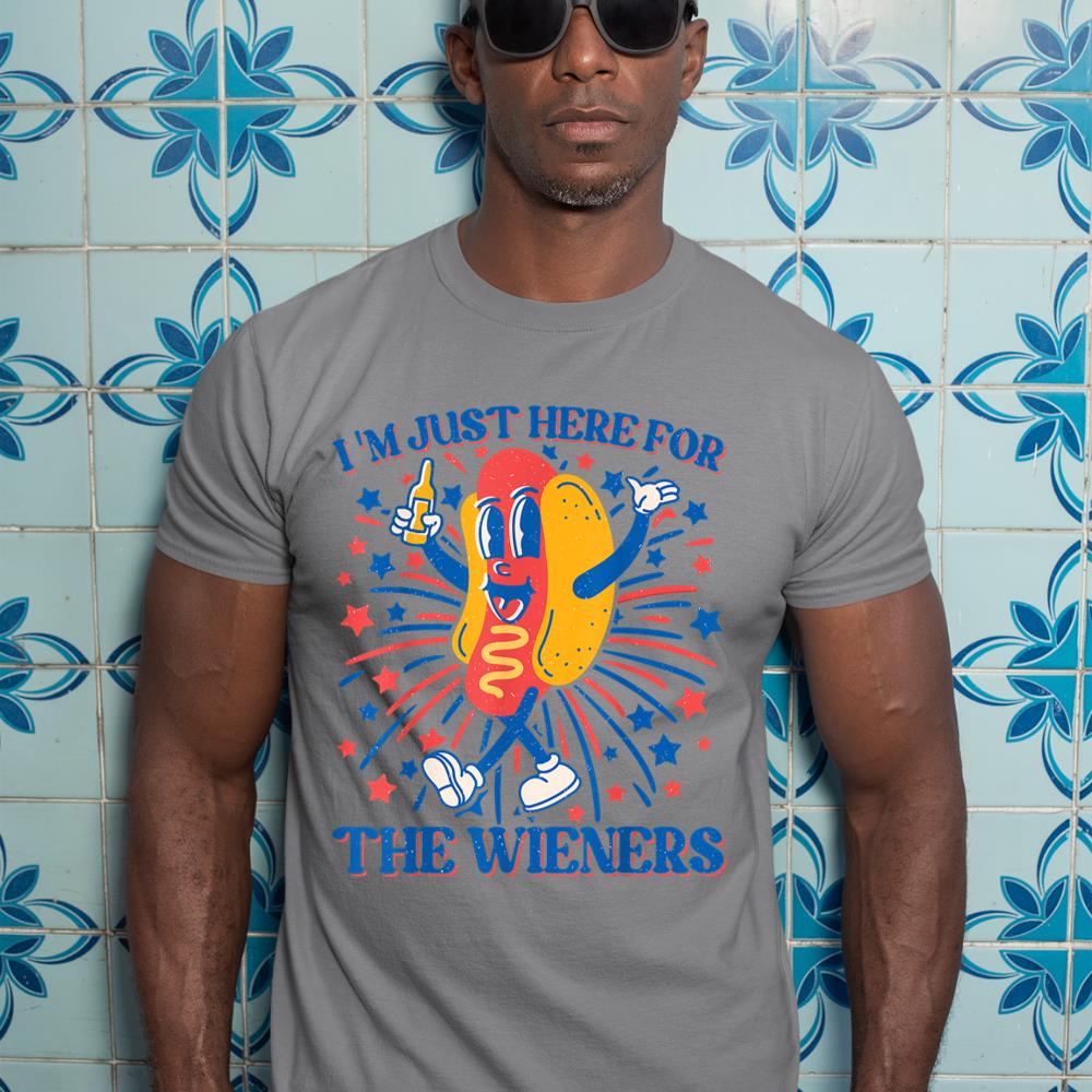 Hot Dog I'm Just Here For The Wieners 4Th Of July T-Shirt - Image 7