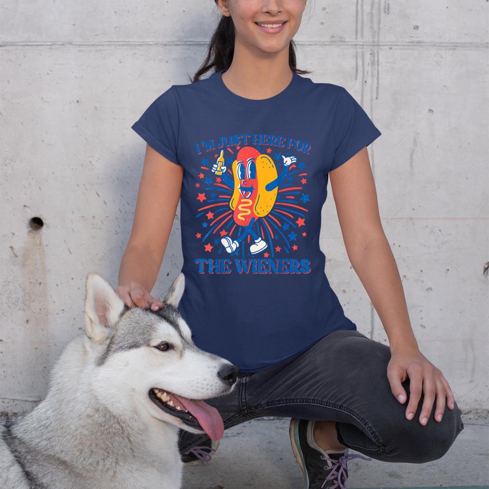 Hot Dog I'm Just Here For The Wieners 4Th Of July T-Shirt - Image 8