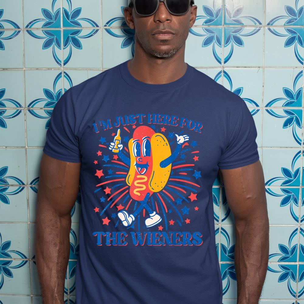 Hot Dog I'm Just Here For The Wieners 4Th Of July T-Shirt - Image 9