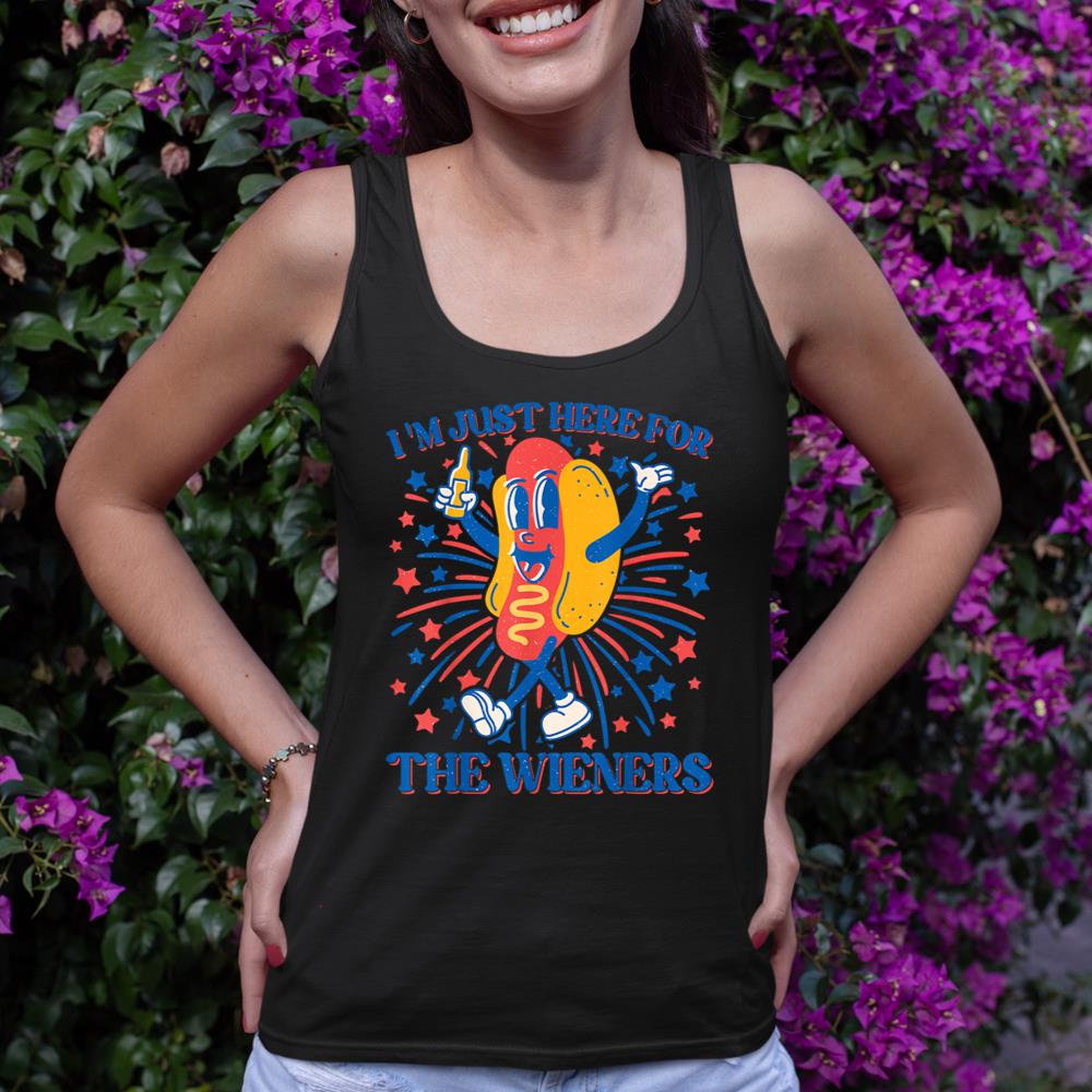 Hot Dog I'm Just Here For The Wieners 4Th Of July Tank Top - Image 2