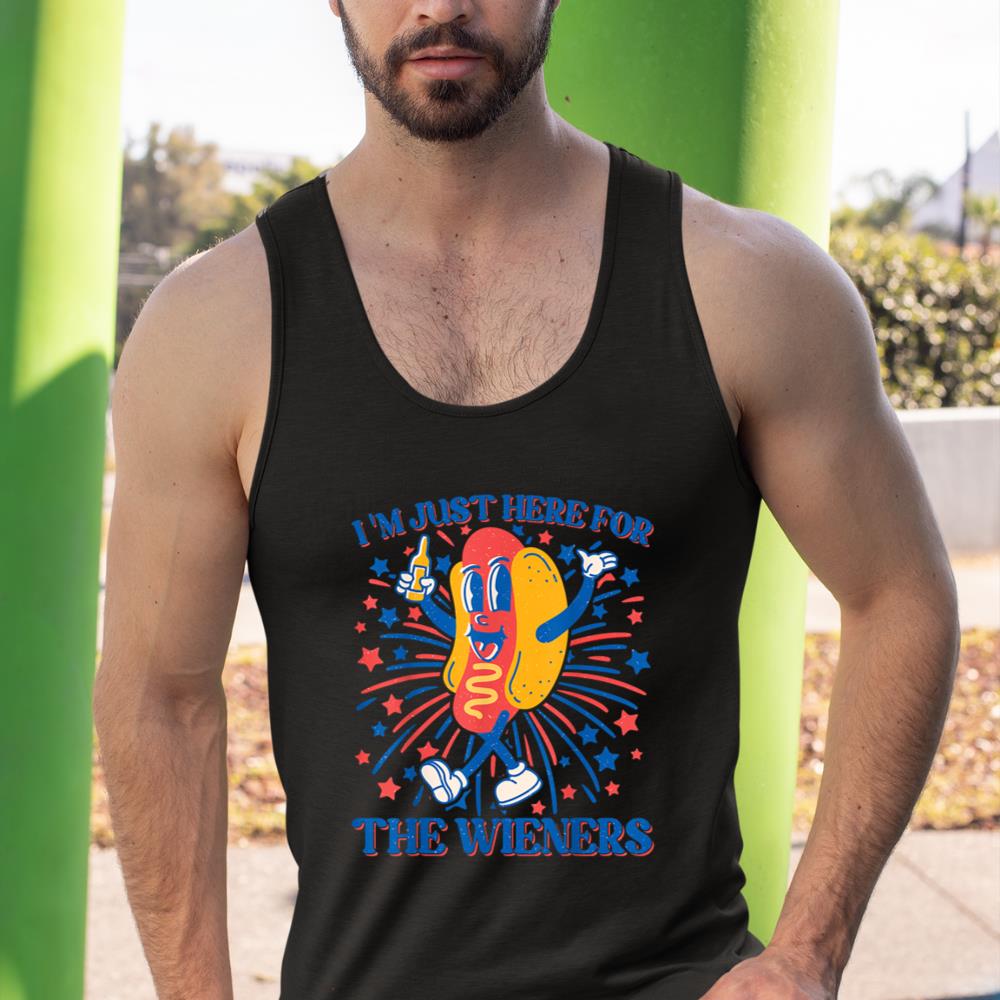 Hot Dog I'm Just Here For The Wieners 4Th Of July Tank Top - Image 3