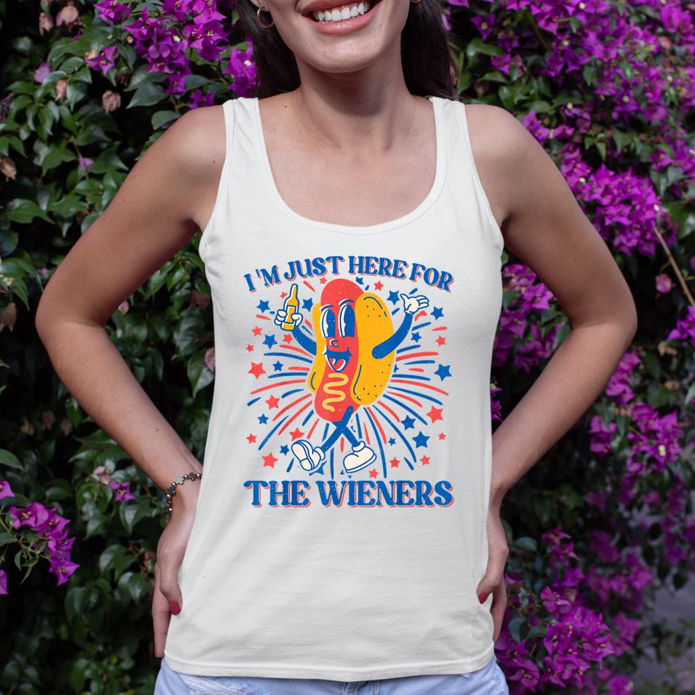 Hot Dog I'm Just Here For The Wieners 4Th Of July Tank Top - Image 4