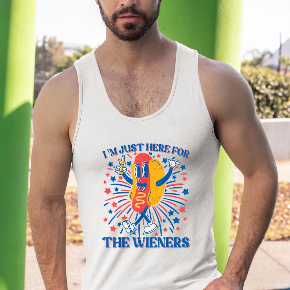 Hot Dog I'm Just Here For The Wieners 4Th Of July Tank Top - Image 5