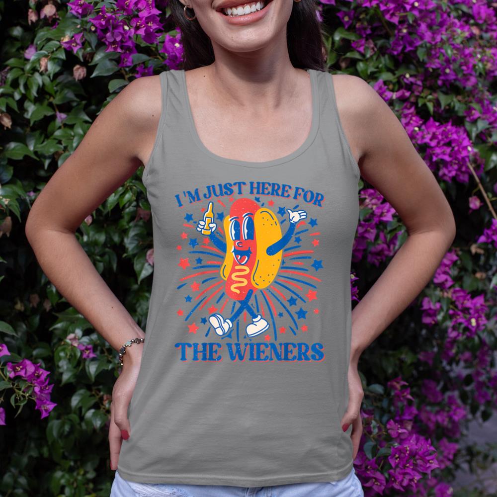 Hot Dog I'm Just Here For The Wieners 4Th Of July Tank Top - Image 6