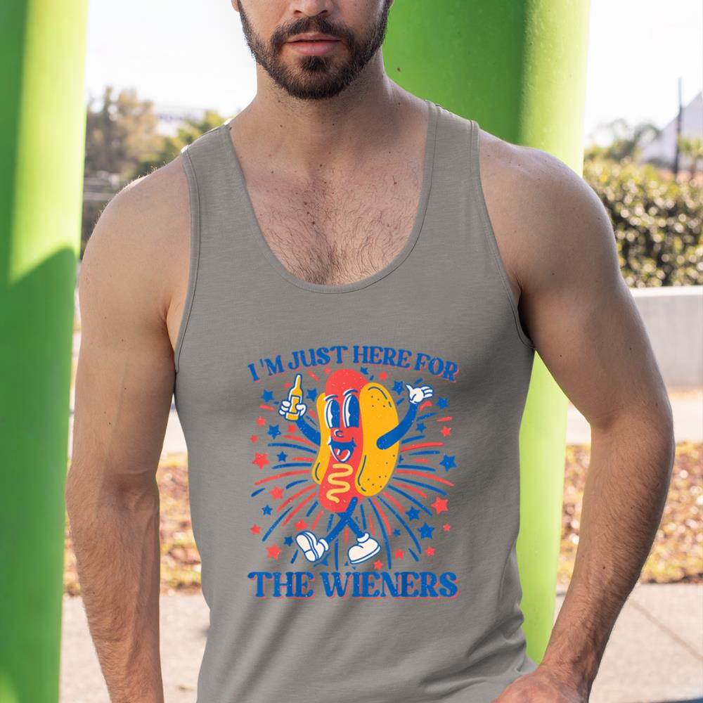 Hot Dog I'm Just Here For The Wieners 4Th Of July Tank Top - Image 7