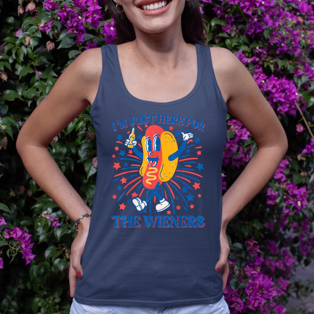 Hot Dog I'm Just Here For The Wieners 4Th Of July Tank Top - Image 8