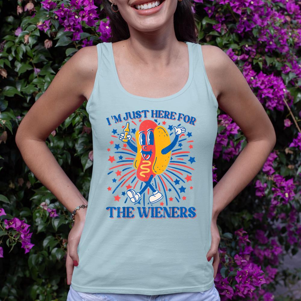 Hot Dog I'm Just Here For The Wieners 4Th Of July Tank Top - Image 10