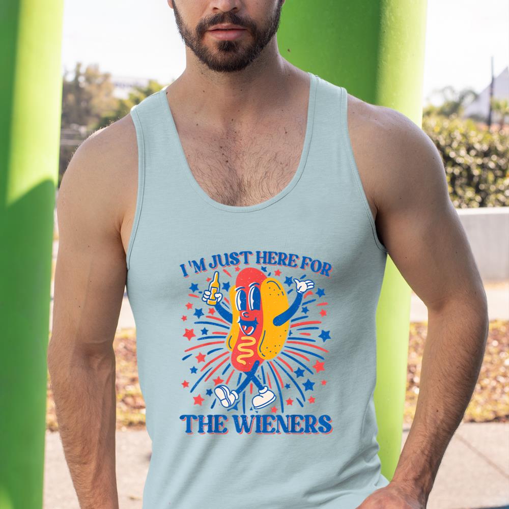Hot Dog I'm Just Here For The Wieners 4Th Of July Tank Top - Image 11