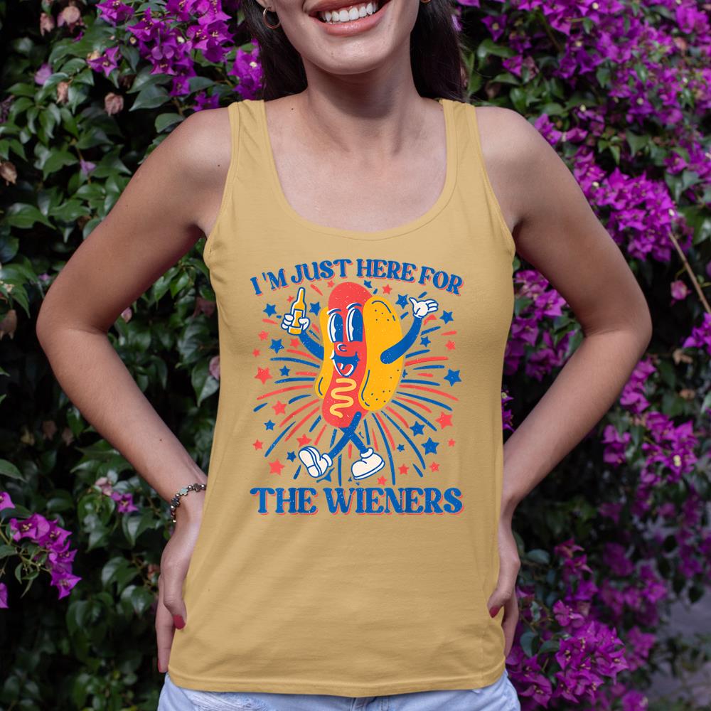 Hot Dog I'm Just Here For The Wieners 4Th Of July Tank Top - Image 12