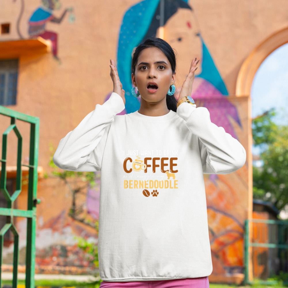 I Just Want To Drink Coffee and Snuggle My Bernedoodle Dog Sweatshirt - Image 4