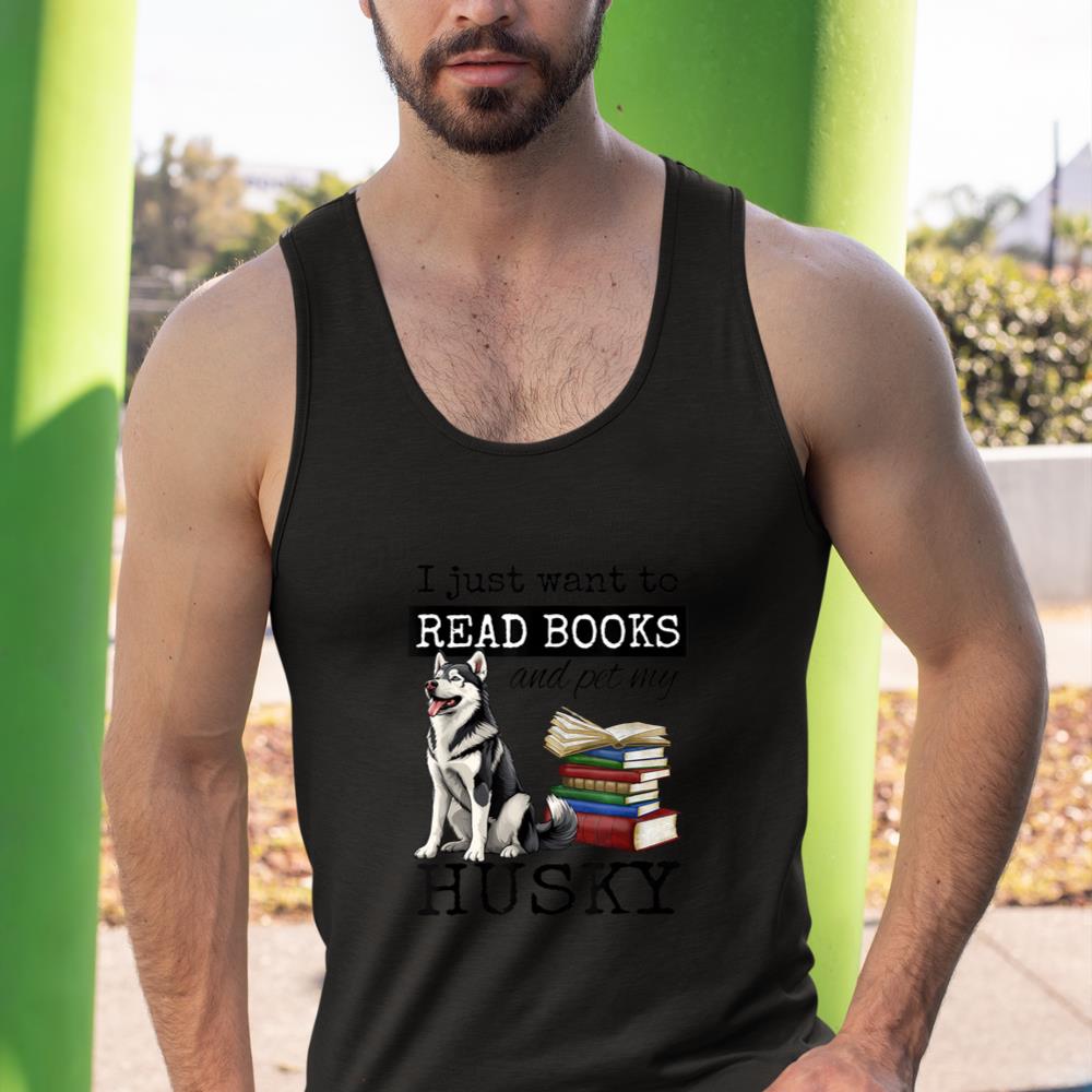 I Just Want to Read Books and Pet My Husky Dog Tank Top - Image 3