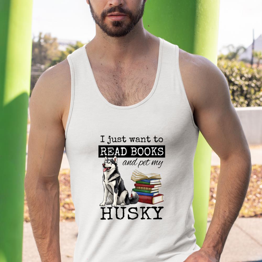 I Just Want to Read Books and Pet My Husky Dog Tank Top - Image 5