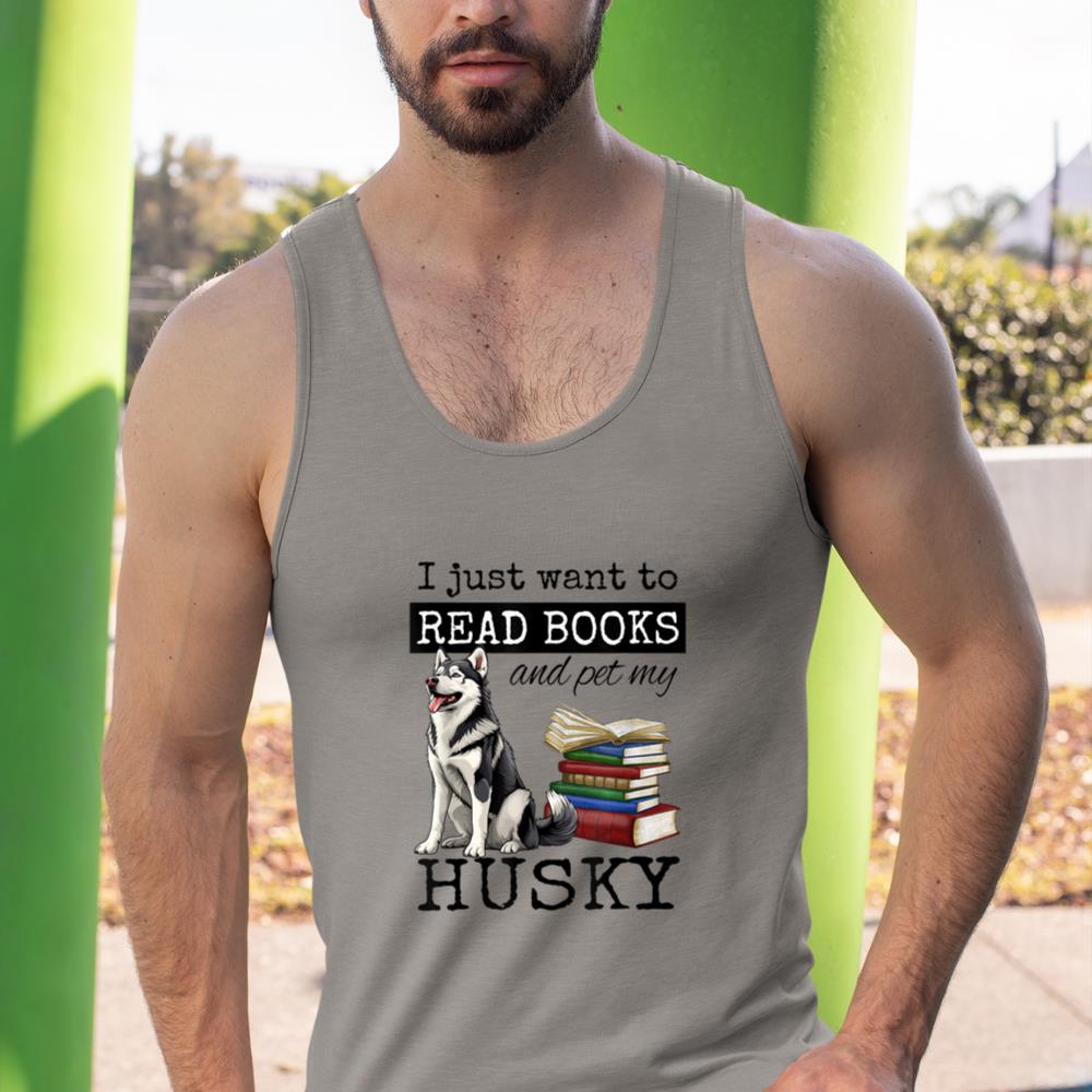 I Just Want to Read Books and Pet My Husky Dog Tank Top - Image 7