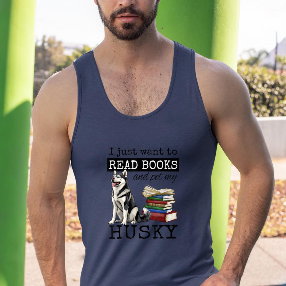 I Just Want to Read Books and Pet My Husky Dog Tank Top - Image 9