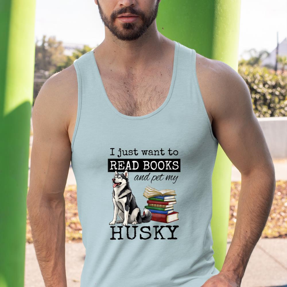 I Just Want to Read Books and Pet My Husky Dog Tank Top - Image 11