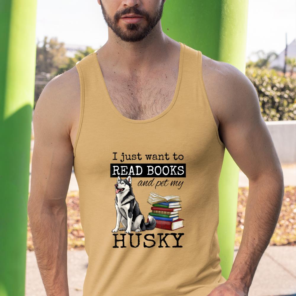 I Just Want to Read Books and Pet My Husky Dog Tank Top - Image 13