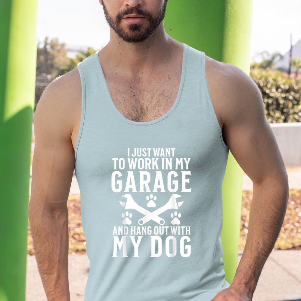 I Just Want to Work in Garage and Hang out With My Dog Lover Tank Top - Image 11