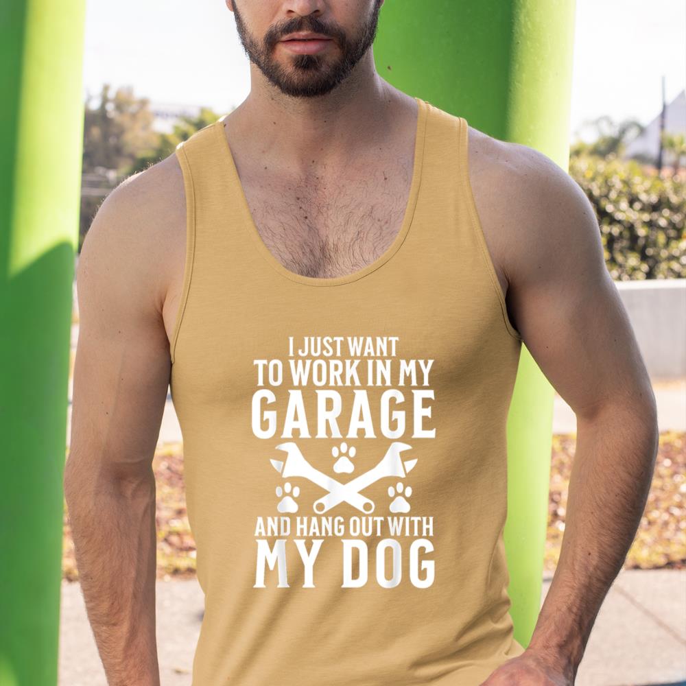 I Just Want to Work in Garage and Hang out With My Dog Lover Tank Top - Image 13