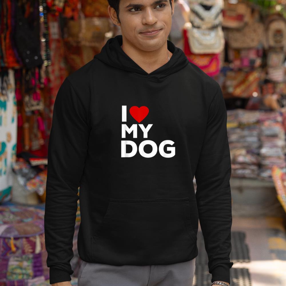 I Love My Dog Tshirt for Dog Lovers with Heart Hoodie - Image 3