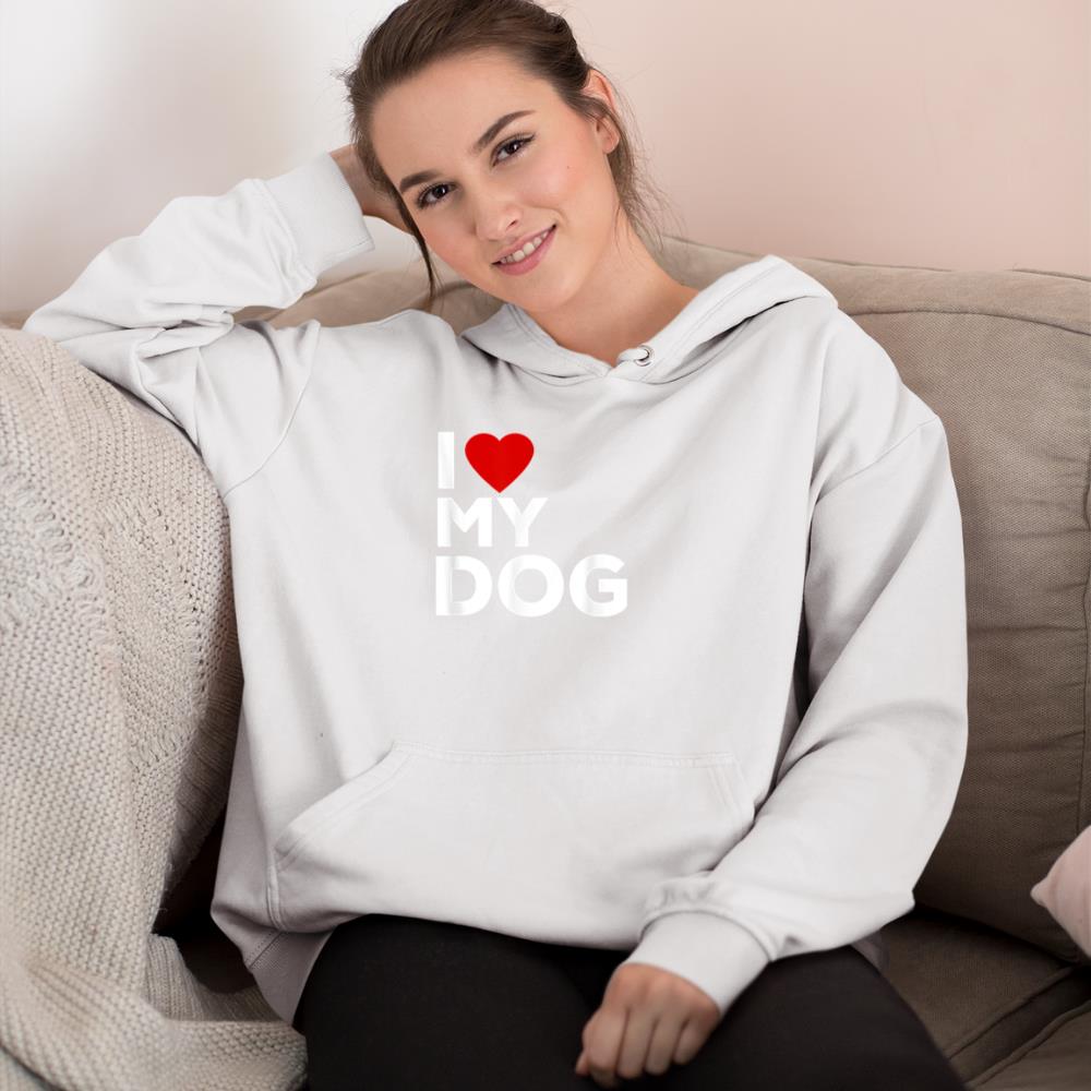 I Love My Dog Tshirt for Dog Lovers with Heart Hoodie - Image 4
