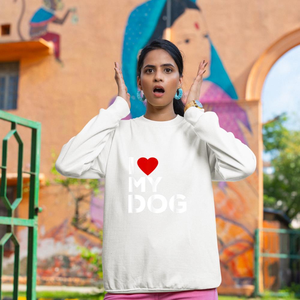 I Love My Dog Tshirt for Dog Lovers with Heart Sweatshirt - Image 4