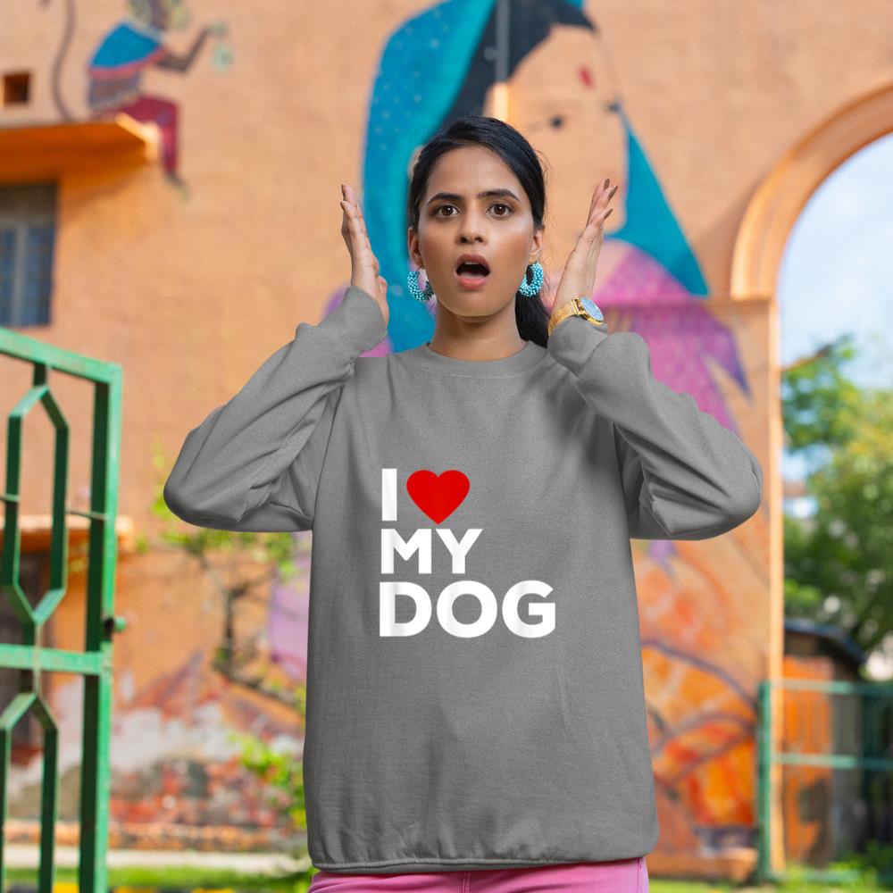I Love My Dog Tshirt for Dog Lovers with Heart Sweatshirt - Image 6