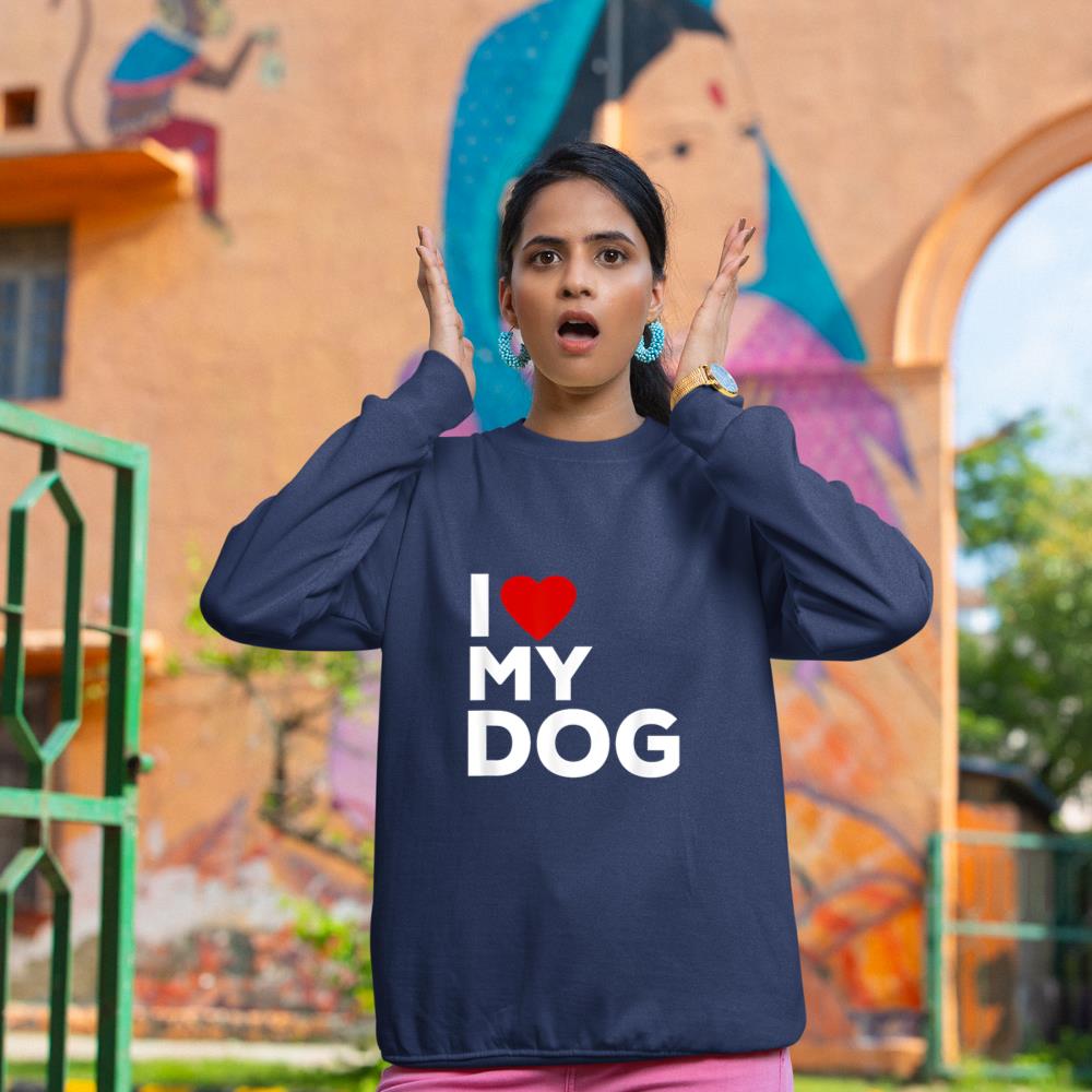 I Love My Dog Tshirt for Dog Lovers with Heart Sweatshirt - Image 8