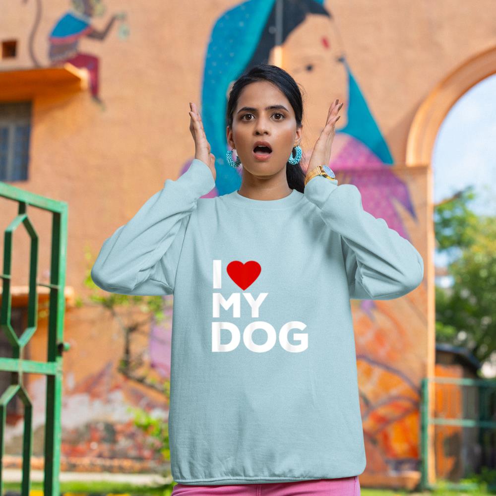 I Love My Dog Tshirt for Dog Lovers with Heart Sweatshirt - Image 10