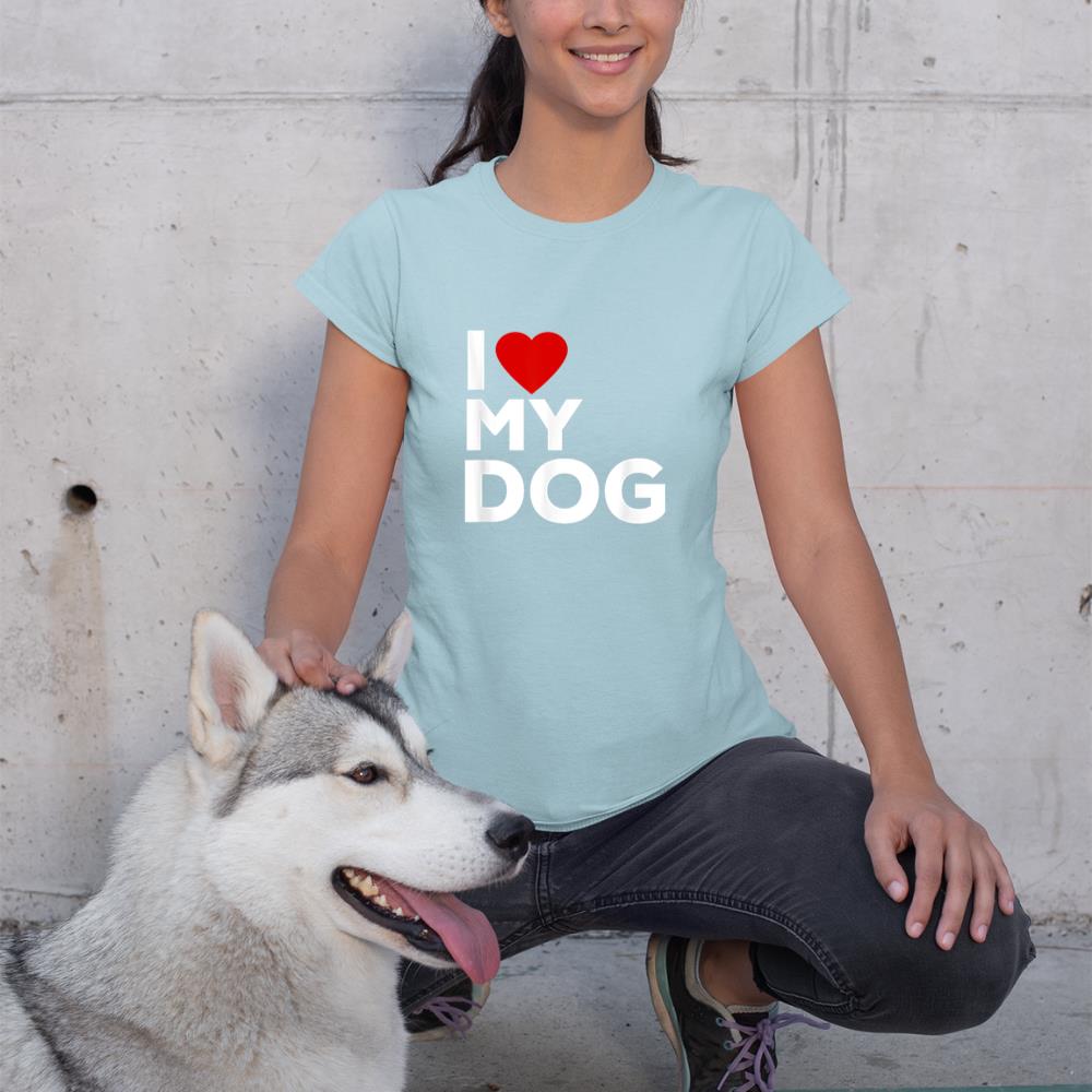 I Love My Dog Tshirt for Dog Lovers with Heart T-Shirt - Image 10