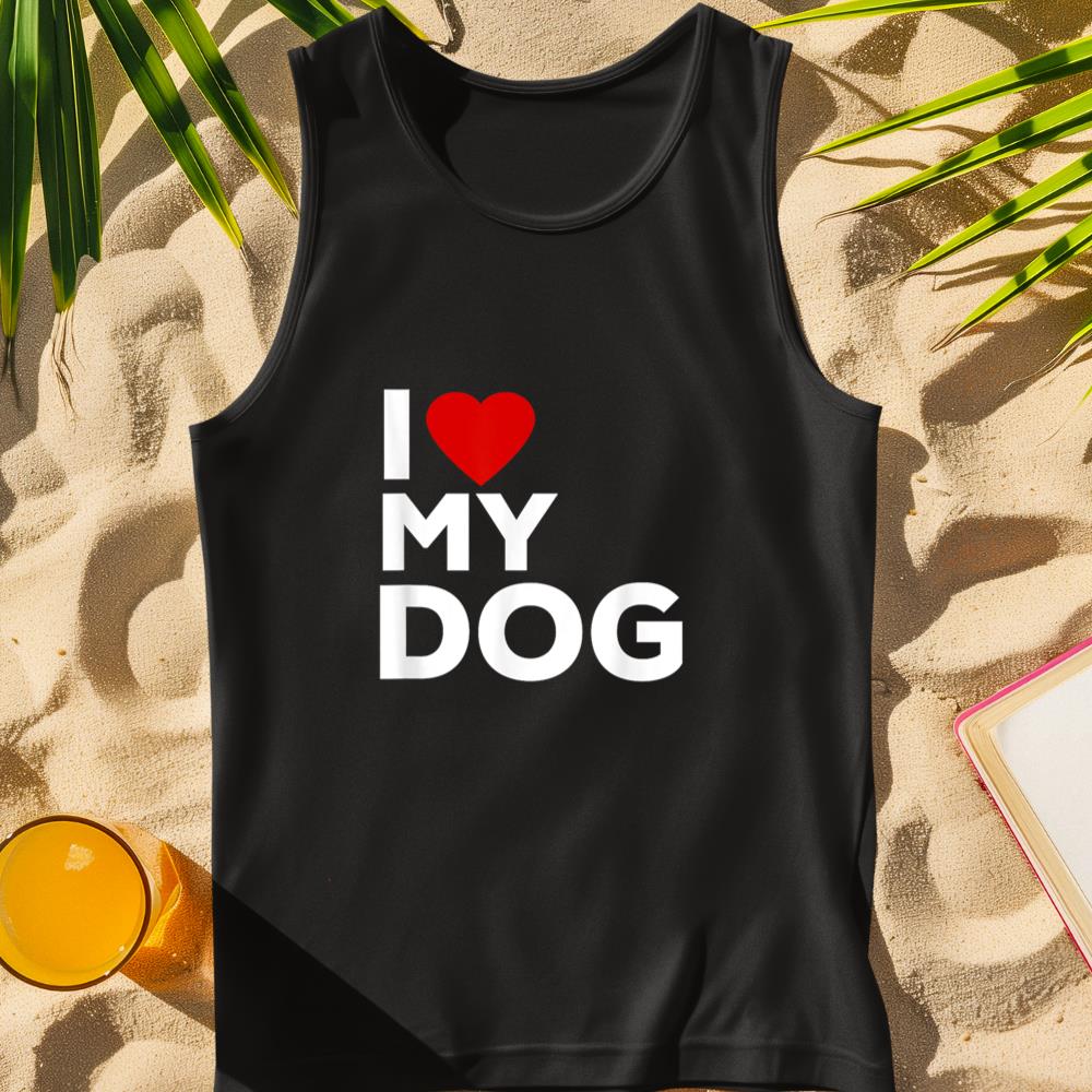 I Love My Dog Tshirt for Dog Lovers with Heart Tank Top