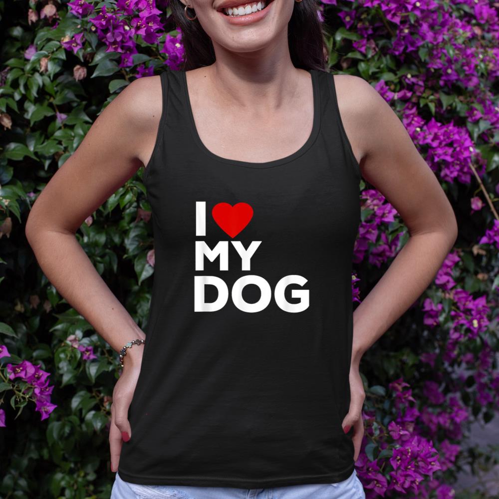 I Love My Dog Tshirt for Dog Lovers with Heart Tank Top - Image 2