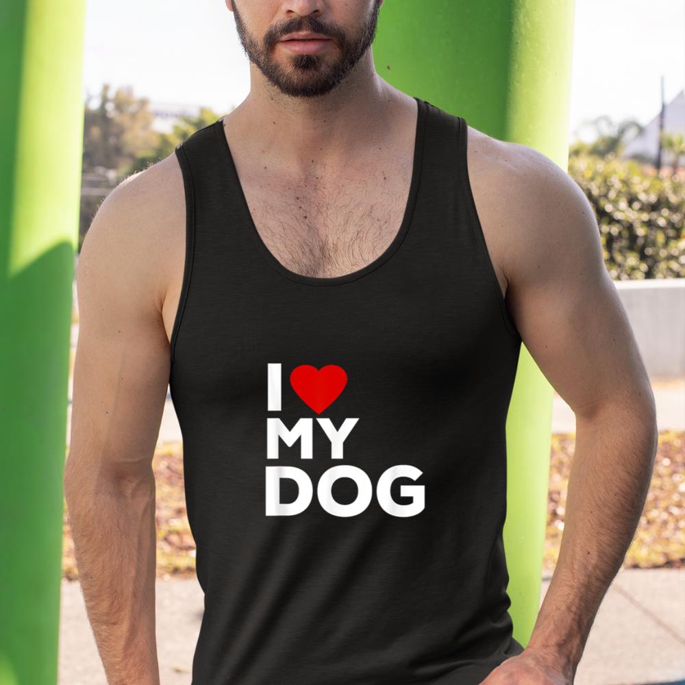 I Love My Dog Tshirt for Dog Lovers with Heart Tank Top - Image 3