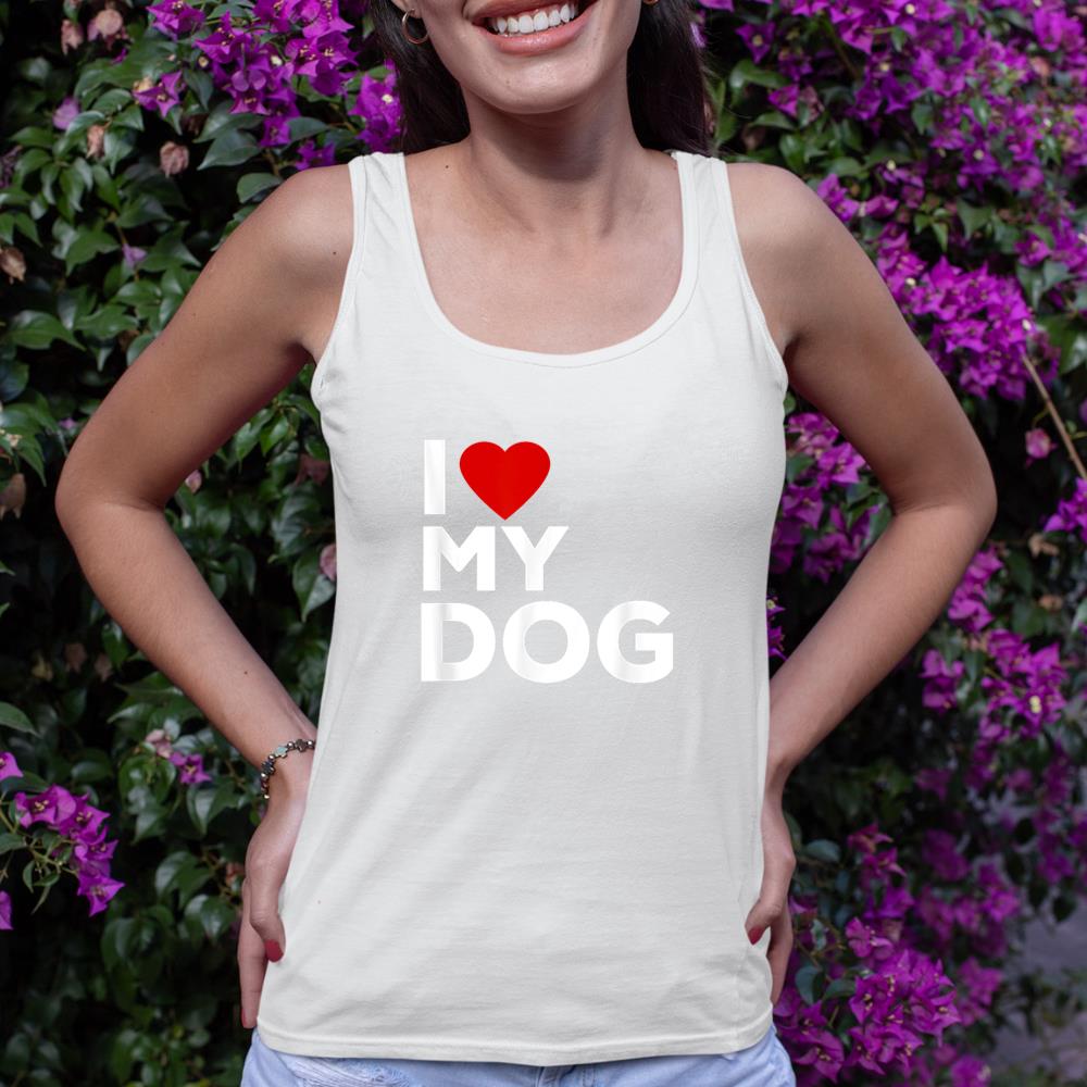 I Love My Dog Tshirt for Dog Lovers with Heart Tank Top - Image 4