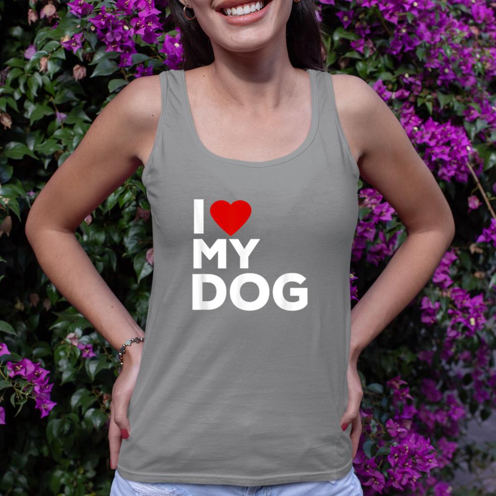 I Love My Dog Tshirt for Dog Lovers with Heart Tank Top - Image 6